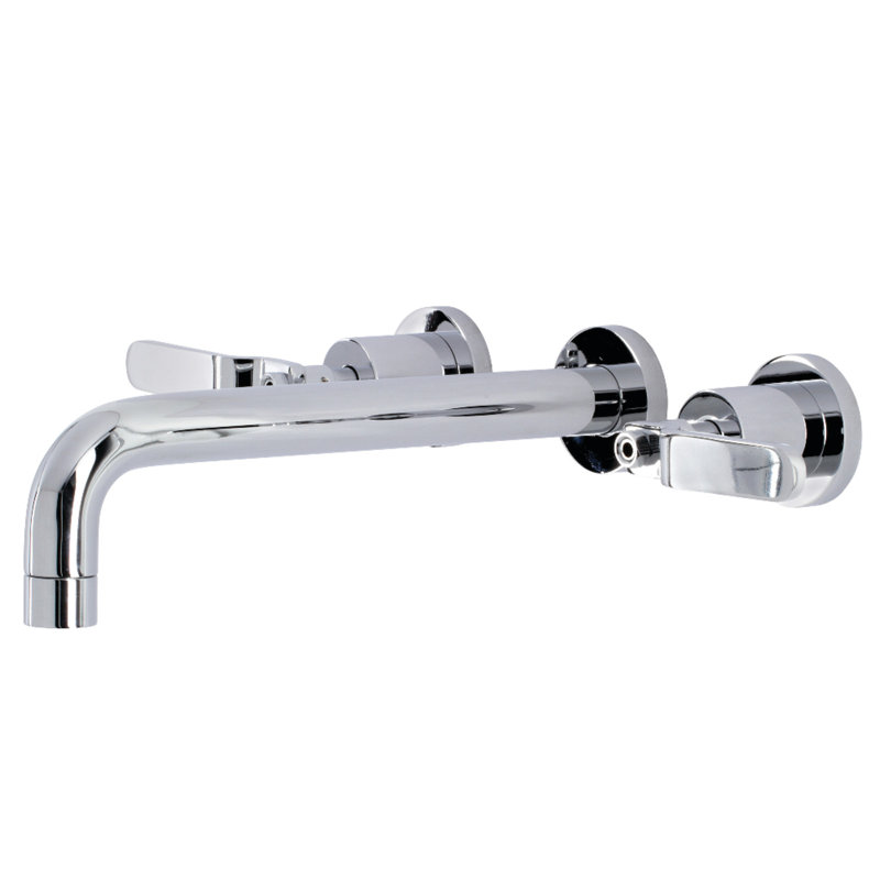 Kingston Brass Whitaker Two-Handle 3-Hole Wall Mount Roman Tub Faucet, Polished Chrome