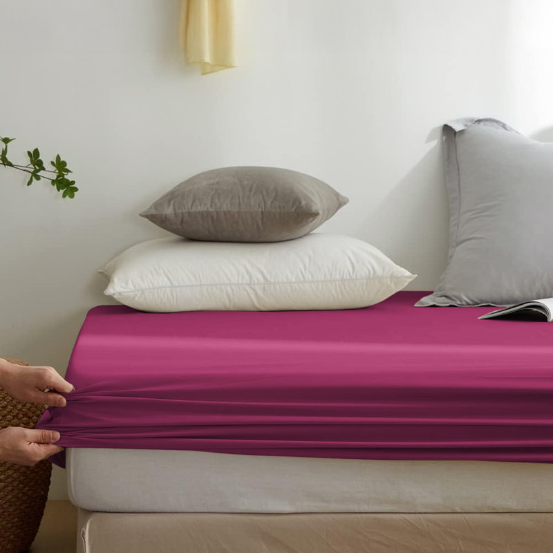 Super Soft Microfiber Deep Pocket Fitted Sheet, Single (3'), Hot Pink