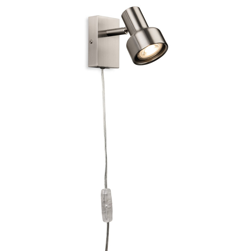 Plug-in Armed Sconce, Brushed Steel