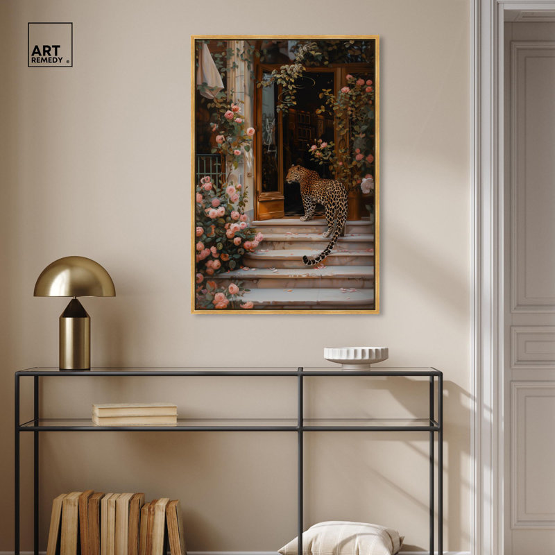 Art Remedy Modern Tiger Art Canvas, Gold Floater Framed, 37" H x 25" W