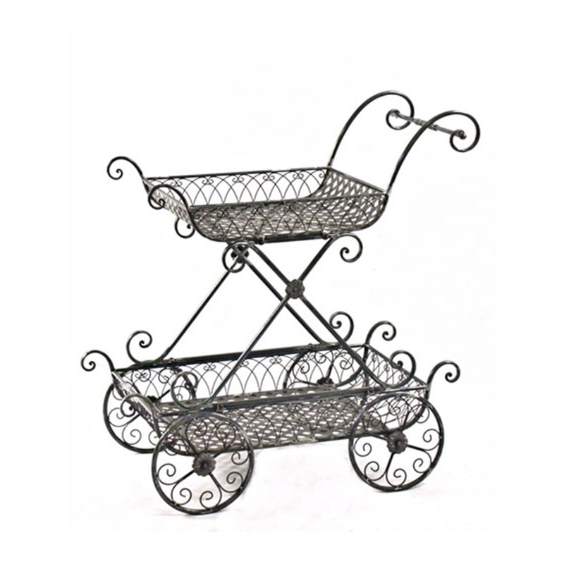 Support pour plante à deux niveaux, Bronze antique