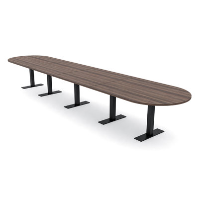 Racetrack Shaped Conference Table with Metal T Base