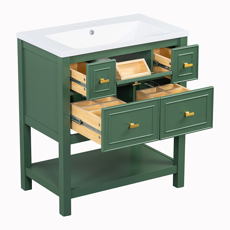 Meuble-lavabo simple avec comptoir Narooma 29,56, Vert