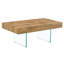 Table basse en MDF de style naturel - 39,3 po x 21,6 po avec pieds en verre trempé. Autocollant pour tableau de densité
