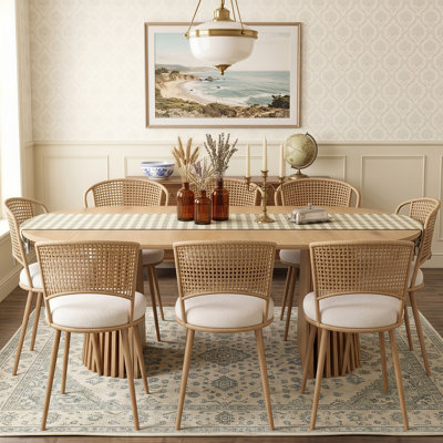 Ensemble table et chaises ovales extensibles (39,37" à 70,87") avec chaises en rotin