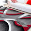 Tapis gris / ivoire / rouge à motif abstrait Cherine-23072336