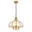 Lustre suspendu vintage à 3 lumières en verre avec abat-jour floral festonné, finition dorée