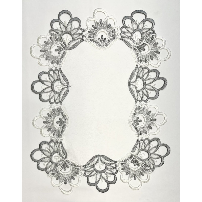 Napperon en dentelle 18 po, Blanc / argent