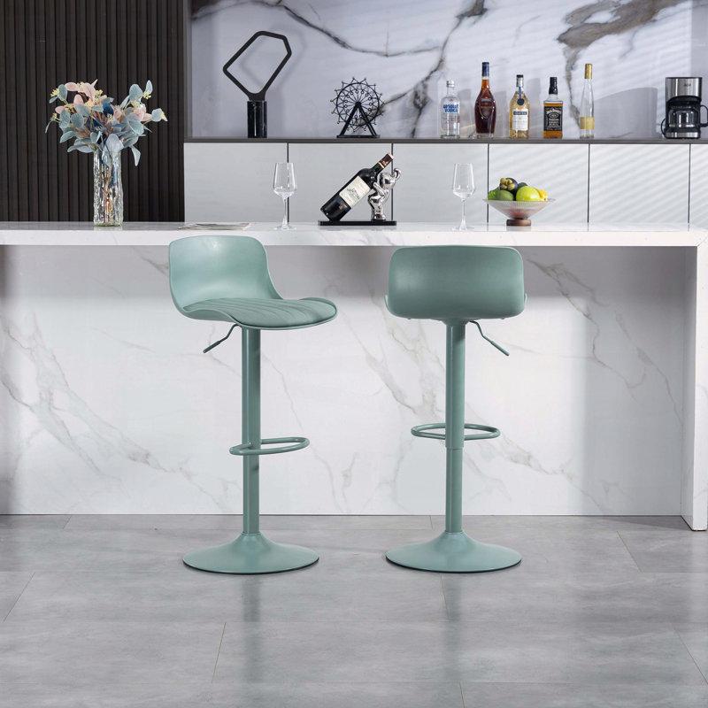 Tabourets de bar pivotants à hauteur ajustable avec similicuir et grande base, ensemble de 2