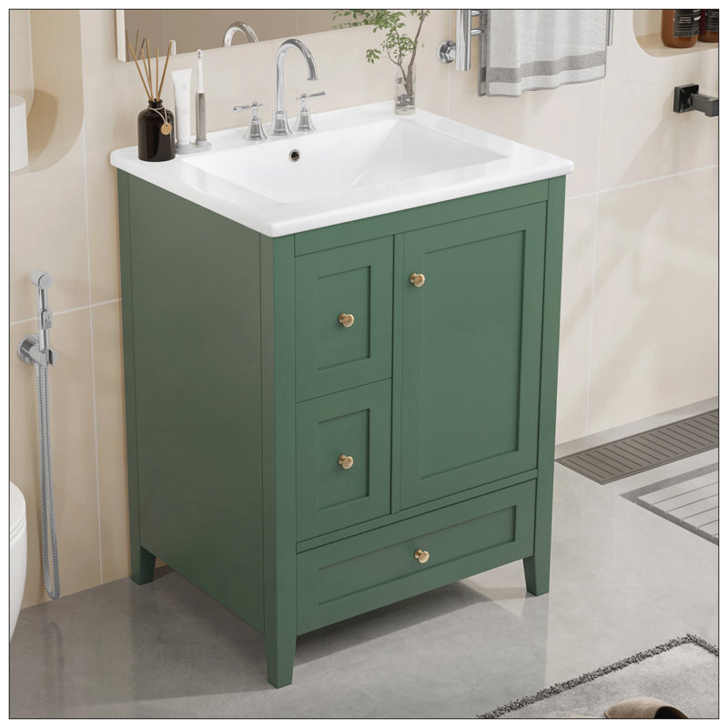 Meuble-lavabo de 24 po avec rangement, Blanc