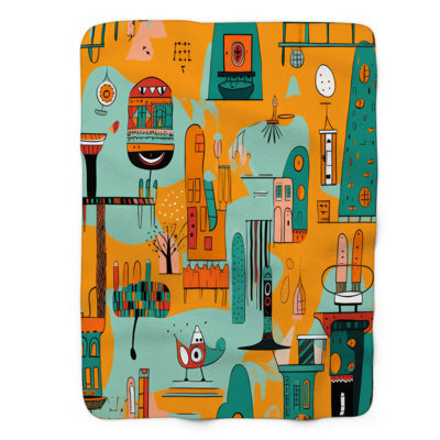 Fun Urban Scene - 1 Piece Premium Sherpa Blanket