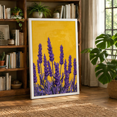 Lupines Against Gold Botanical - Wrapped Canvas