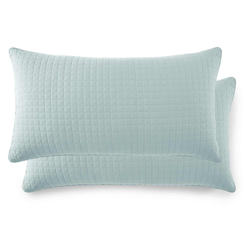 Southshore Fine Linens Vilano Quilted Sham Covers, Double-Brushed Microfiber Square-Stitched Pillow Shams with Piped Edges, Set of 2, 20" x 36" , Sky Blue