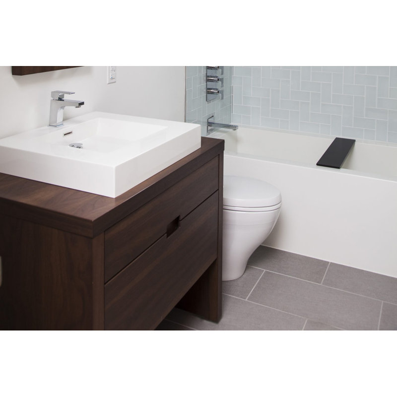 Cube 60'' L Soaking Bathtub, White True High Gloss, Polished Chrome