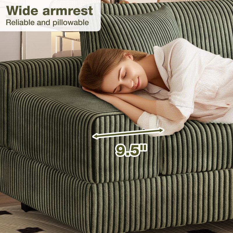 Latitude Run® Corduroy L Shaped Modular Couch Reversible Chaise ...