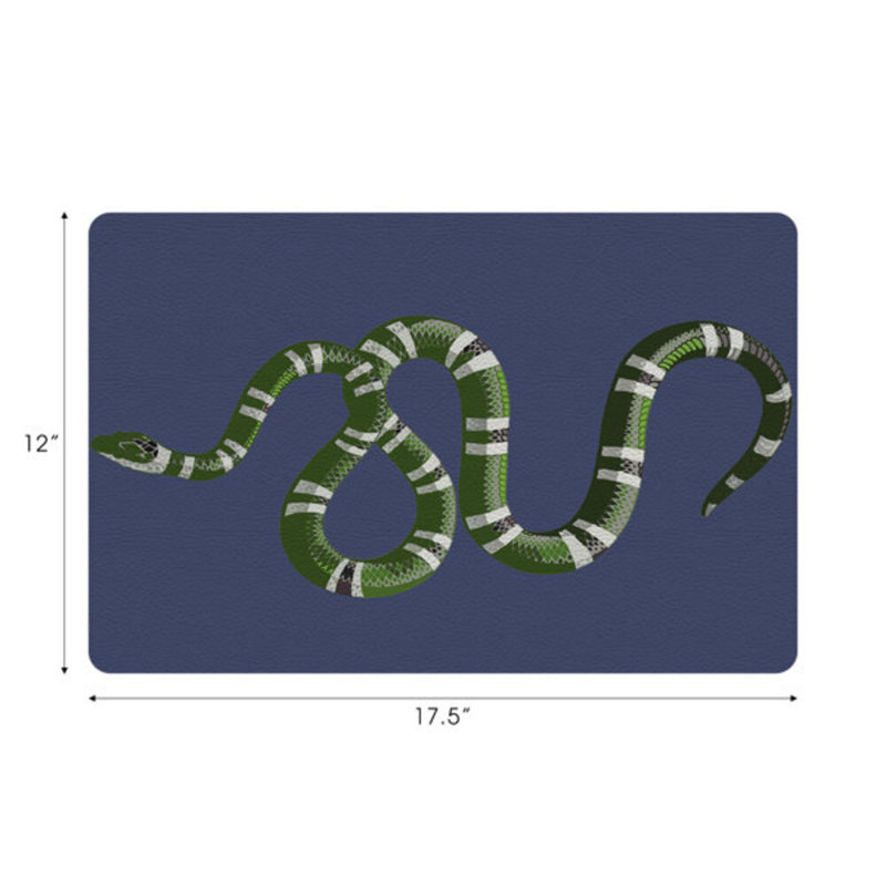 Serpent Vegan Leather Rectangle Pebble Placemat, Blue