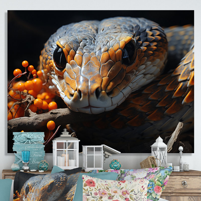Afrique, serpents, couloirs sur toile, H 16 po x l 32 po x P 1 po, Toile tendue