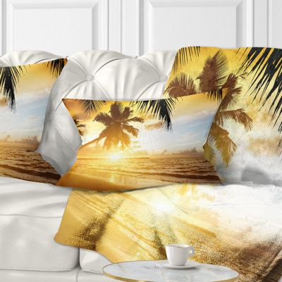 Sunset over Caribbean Sea - Landscape Printed Pillow