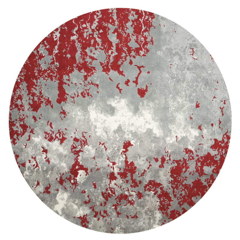 Haseltine Wool Abstract Indoor Rug, Round 8'