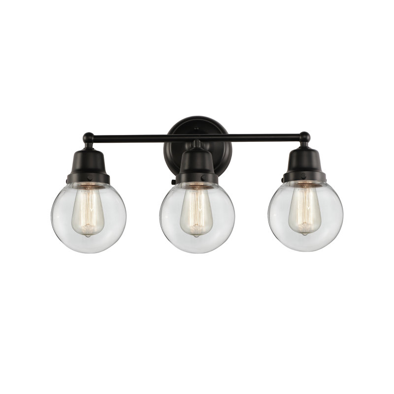 Éclairage pour salle de bain 3 lumières Lorri, Nickel satiné brossé, Incandescent, Transparent