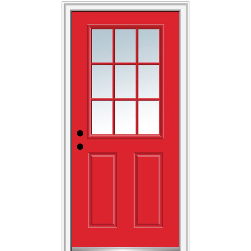 Porte d'entrée pré-montée, H 81,75 po x l 37,5 po x P 6,56 po, Droite / vers l'intérieur, Noir, noir, noir, noir
