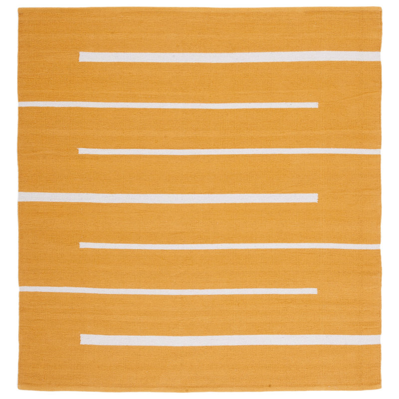 Estivalis Hand Woven Cotton Striped Rug, Square 6'