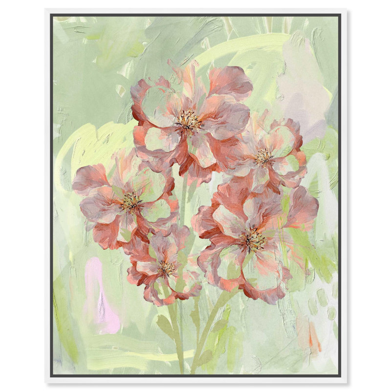 «Lime Flowers Boho Decor» par Notoriart, H 16 po x l 20 po, Toile tendue avec châssis