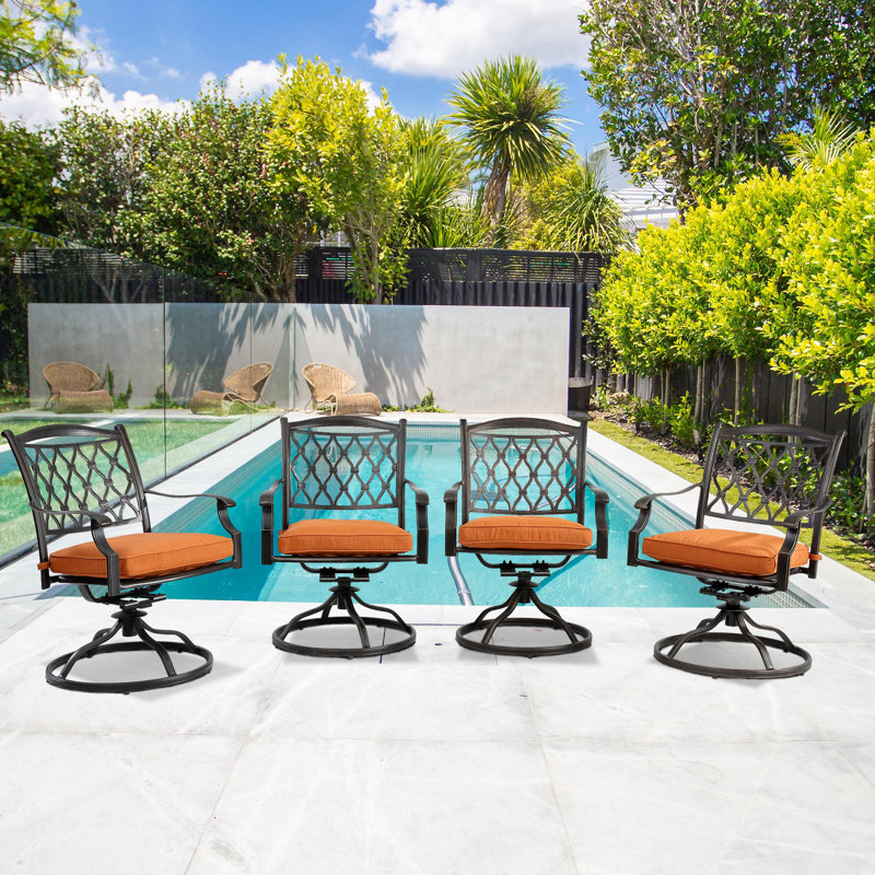 Chaise de patio pivotante avec coussins Banski, Orange