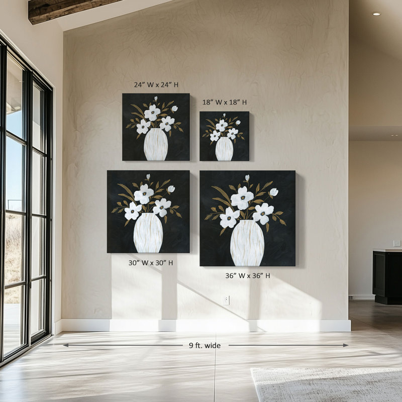 "Silhouette Bouquet II" par Nan, reproduction sur toile, H 36 po x l 36 po x P 1,5 po