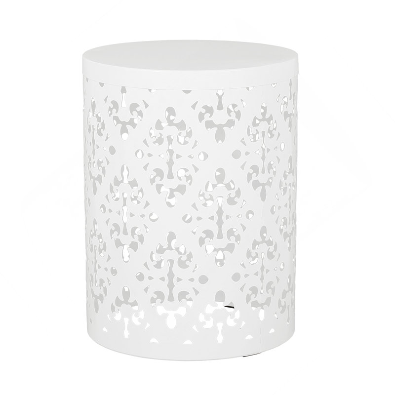 Outdoor S/2 Metal End Tables, Compact Pair For Outdoor Spaces, White