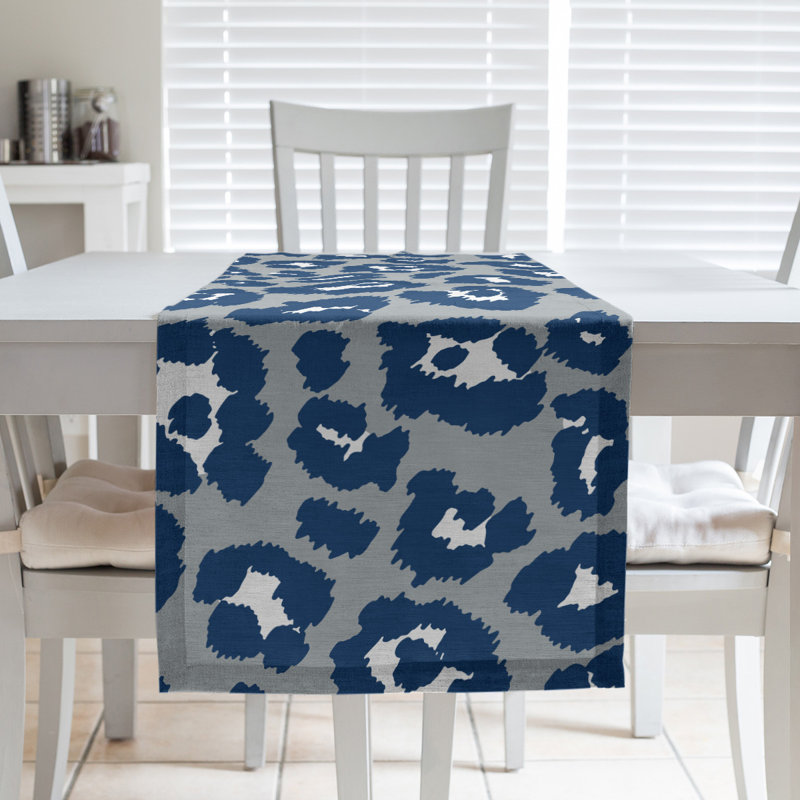 Animal Print Table Runner, 72" x 16", Dark Green/Black/White