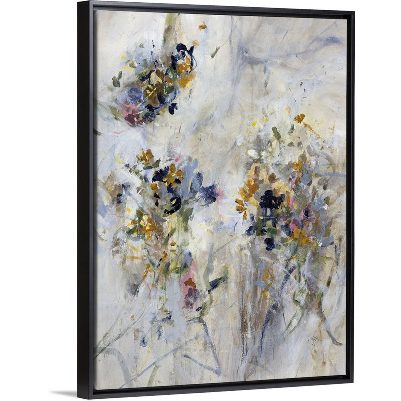 « blended pétales i », peinture sur toile, Cadre flottant noir, H 41,7 po x l 31,7 po x P 1,75 po