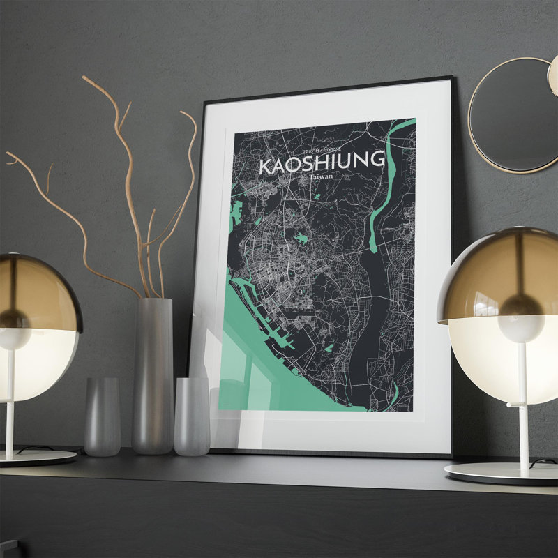 Kaoshiung City Map In Dream - No Frame Print, 17cm H x 11cm W x 0.05cm D