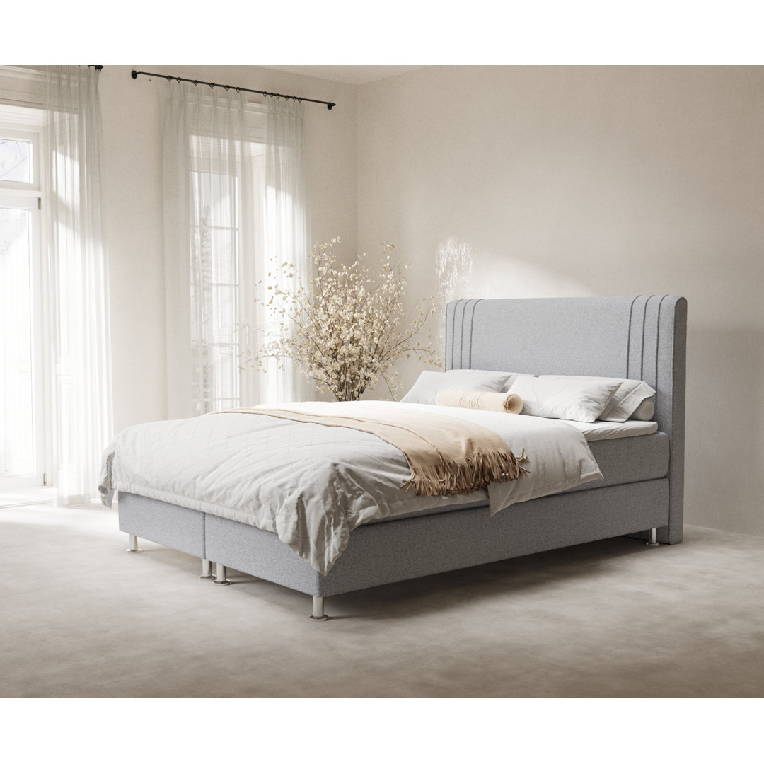 Echtes Boxspringbett Nicholette mit Zwei Matratzen und Latex Topper