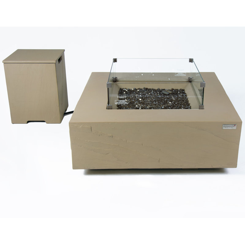 Roraima/Capertree/Uluru 40" Outdoor Sandstone Fire Pit 60,000 BTU - Includes Fire Glass, Lid & PVC Cover, Space Gray