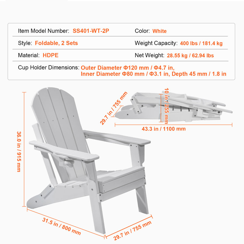 HDPE Banquet Folding Chair Folding Chair Set, White