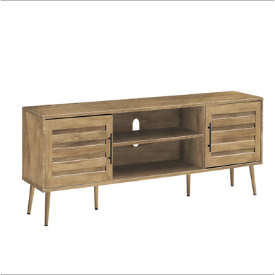 Meuble télé, 72 po, console, meuble multimédia, armoire de rangement, salon, chambre à coucher, stratifié noyer, transitionnel