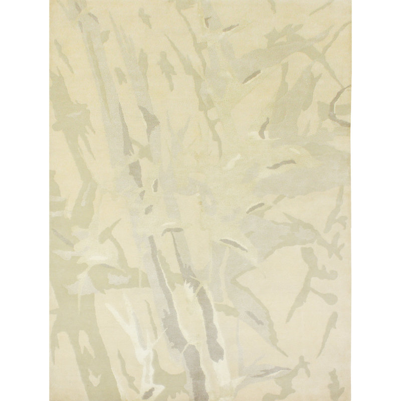 Abstract Area Rug in Ivory/Gray/Beige, Rectangle 3' x 5'