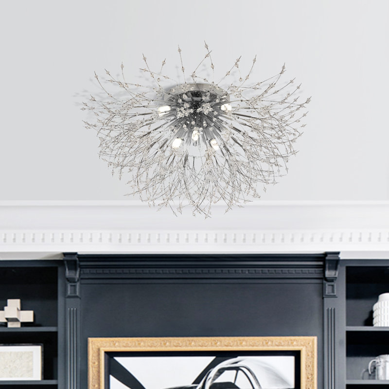 Judah 5-Light 50cm Dandelion Crystal Flush Mount Ceiling Light