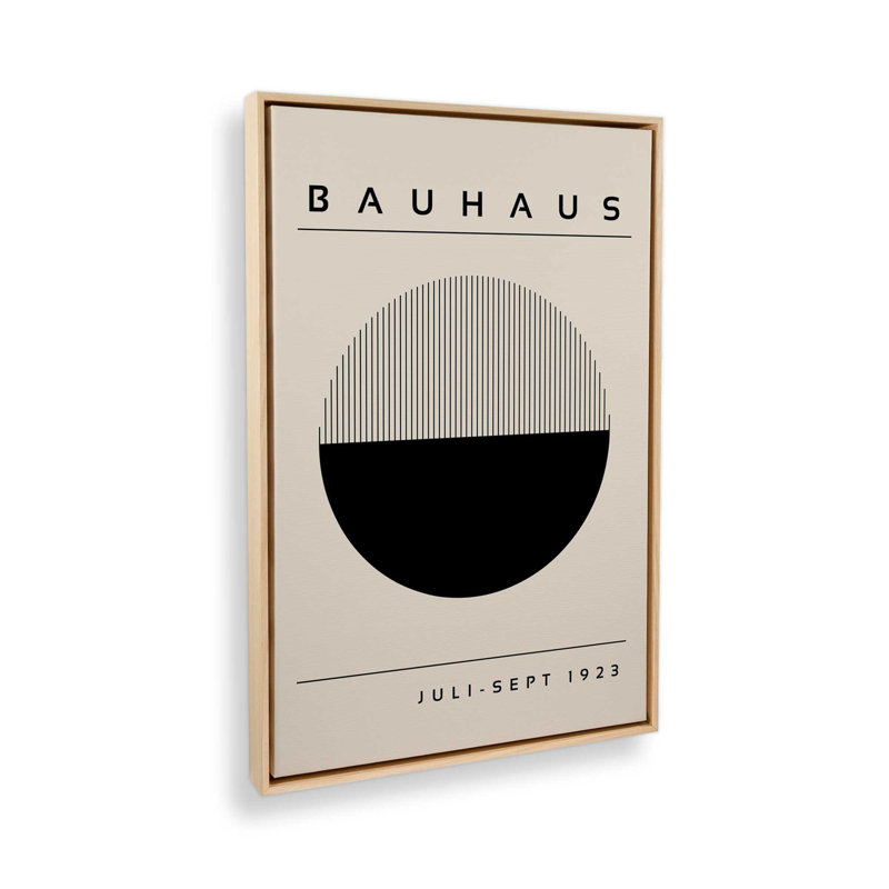 Impression éclipse de géométrie du Bauhaus, H 30,75 po x l 20,75 po x P 1,25 po, Cadre américain en érable flottant