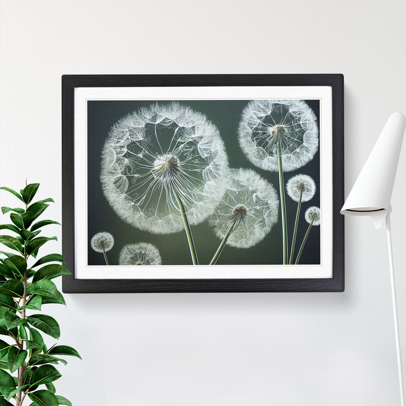Joyful Dandelion Flowers - Framed Print, Black Framed, 25cm H x 34cm W x 2cm D