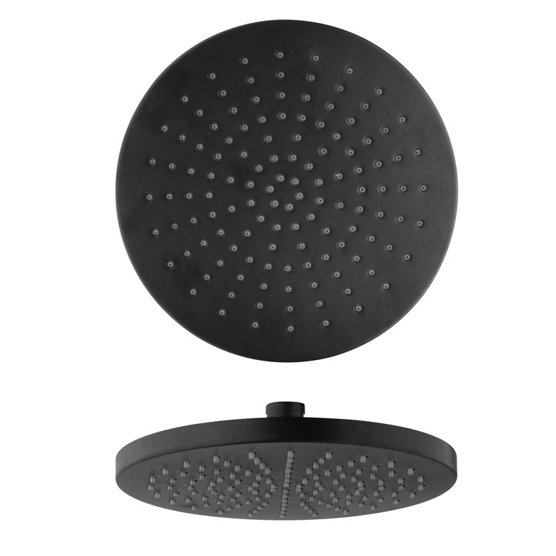 Rilassante 8" Round Mineral Resistant Rain Shower Head, 1.8 GPM, Brushed Black