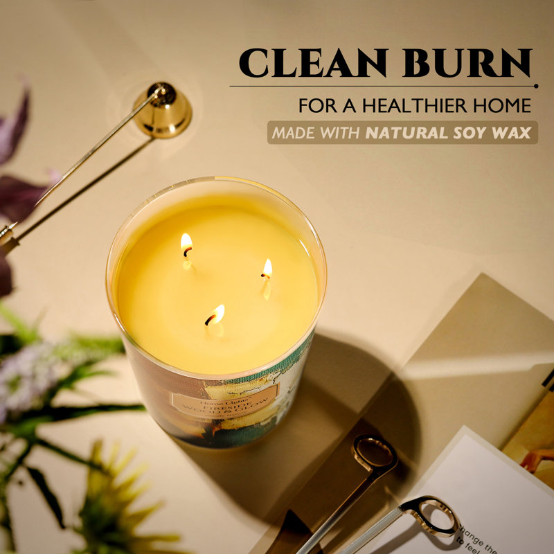 Fireside bois et lueur | Bougies parfumées 3-Wick Homelights