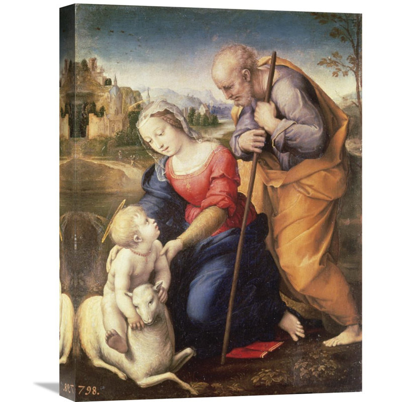 Holy Family with Lamb Orange Canvas Print 30" x 22.41"