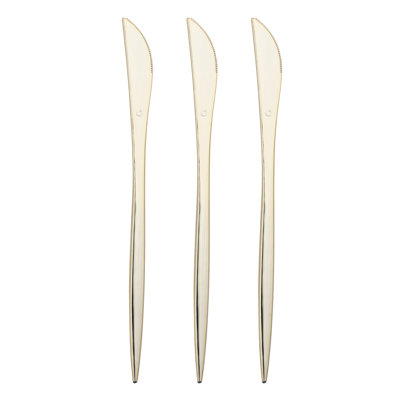 Shiny Gold Moderno Disposable Plastic Dinner Knives