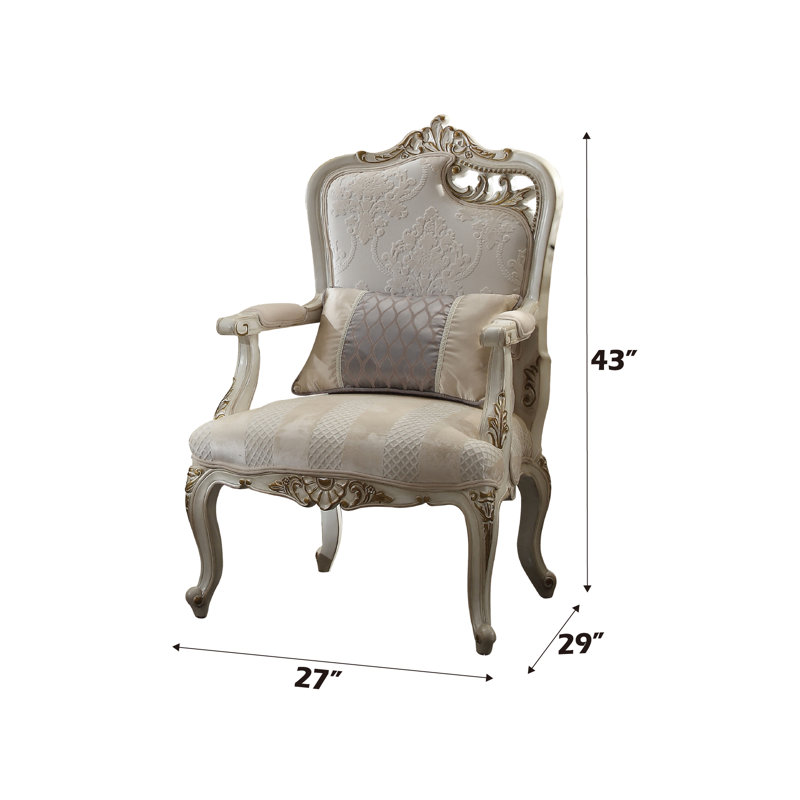 Picardy 27" Right Facing Leaf Chair W/Pillow, Gray Fabric