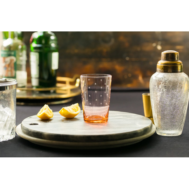Handmade Crystal Drinking Glass, Clear/Orange