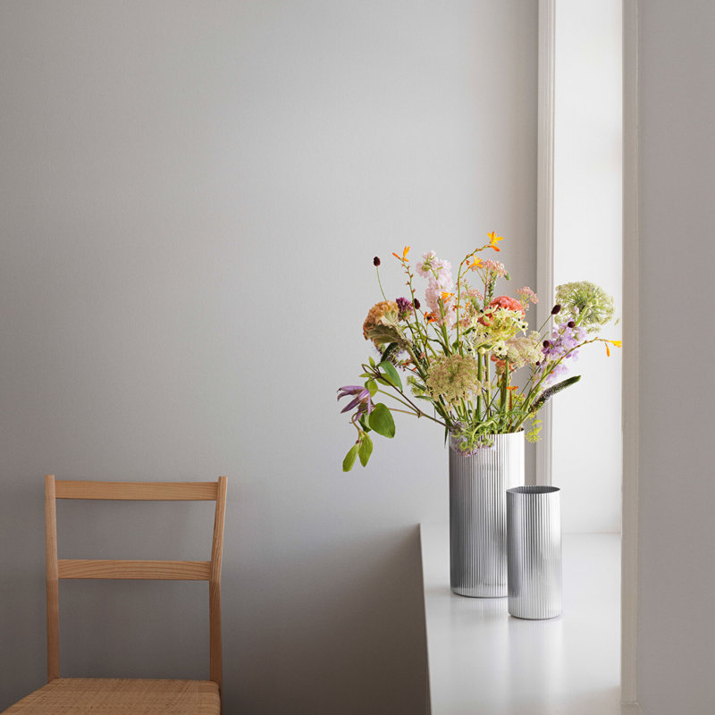 Bernadotte Silver Indoor / Outdoor Metal Table Vase, 10.08" H x 4.72" W x 4.72" D
