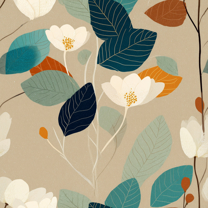 Papier peint floral botanique, Non tissé, non collé
