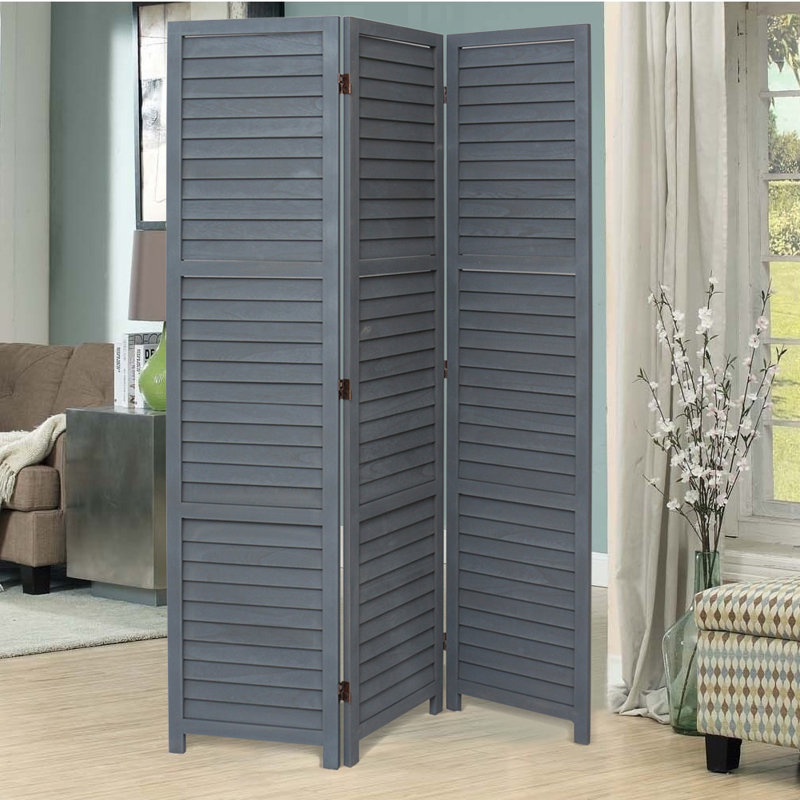Aarav 170cm H Folding Room Divider, Grey, 170 cm H x 120 cm L x 5 cm D, 3